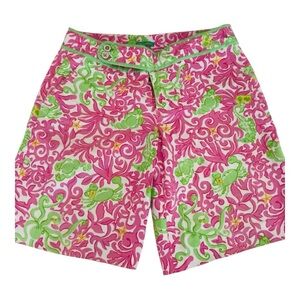 Lilly Pulitzer Bermuda Shorts Pink Green Sea Creatures Print Palm Beach Fit 4
